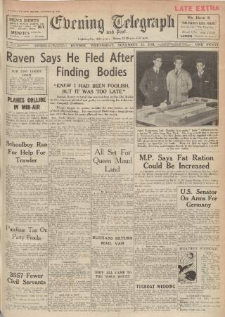 cover page of Dundee Evening Telegraph published on November 23, 1949