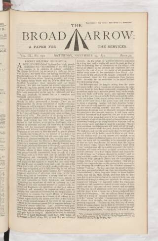 cover page of Broad Arrow published on November 23, 1872