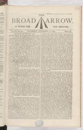 cover page of Broad Arrow published on December 25, 1875