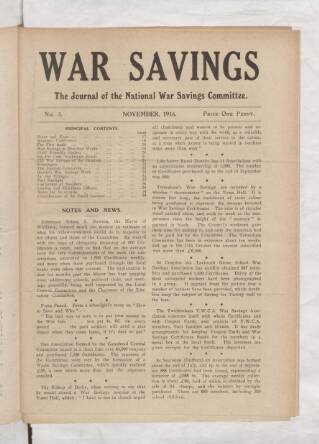 cover page of War Savings published on November 1, 1916