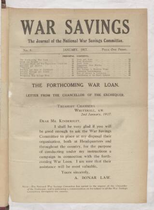 cover page of War Savings published on January 1, 1917