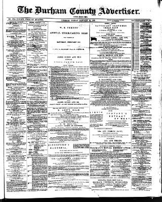 cover page of Durham County Advertiser published on January 26, 1883