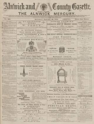 cover page of Alnwick Mercury published on January 26, 1884