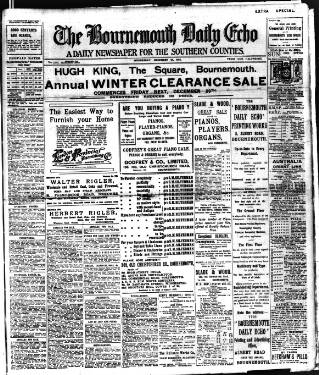 cover page of Bournemouth Daily Echo published on December 27, 1911