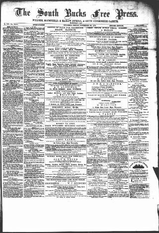 cover page of South Bucks Free Press published on November 28, 1879