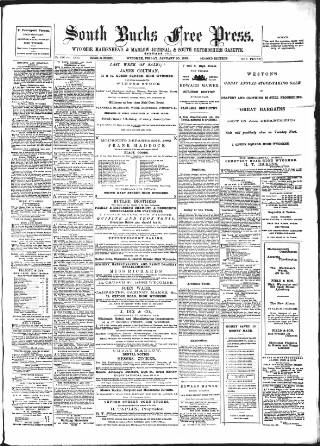 cover page of South Bucks Free Press published on January 20, 1882