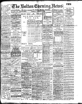 cover page of Bolton Evening News published on January 26, 1905