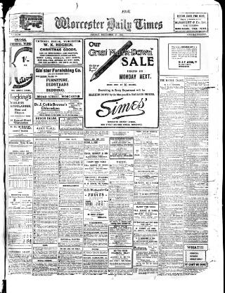 cover page of Worcester Daily Times and Journal published on December 27, 1912