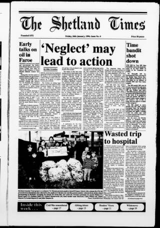 cover page of Shetland Times published on January 26, 1996