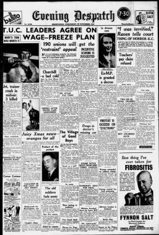 cover page of Evening Despatch published on November 23, 1949