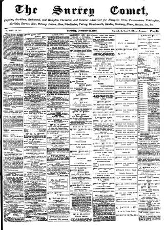 cover page of Surrey Comet published on December 25, 1886