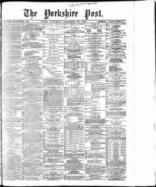 cover page of Yorkshire Post and Leeds Intelligencer published on December 25, 1885