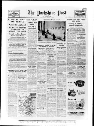 cover page of Yorkshire Post and Leeds Intelligencer published on January 26, 1945