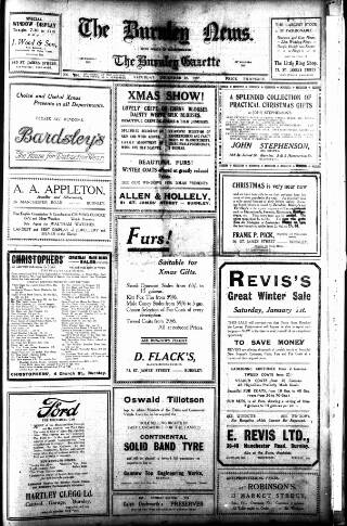 cover page of Burnley News published on December 25, 1920