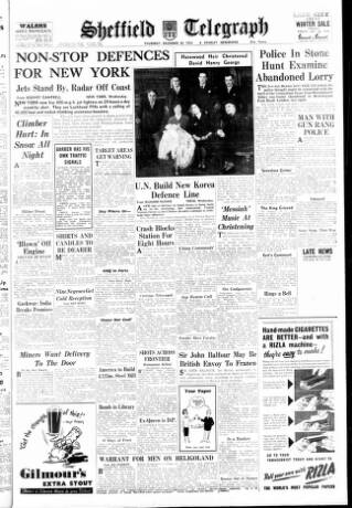 cover page of Sheffield Daily Telegraph published on December 28, 1950