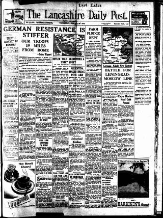 cover page of Lancashire Evening Post published on January 26, 1944