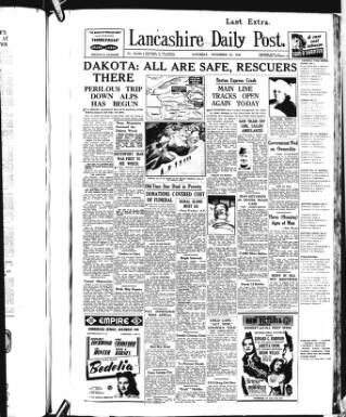 cover page of Lancashire Evening Post published on November 23, 1946