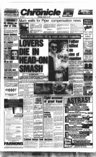 cover page of Newcastle Evening Chronicle published on November 23, 1988