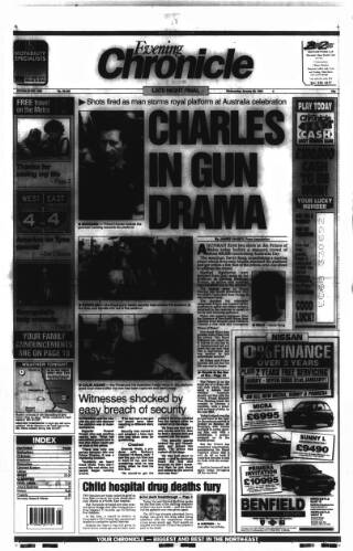 cover page of Newcastle Evening Chronicle published on January 26, 1994