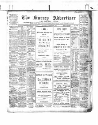 cover page of Surrey Advertiser published on December 25, 1915