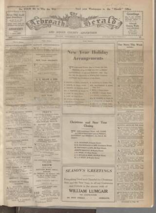 cover page of Arbroath Herald published on December 25, 1942