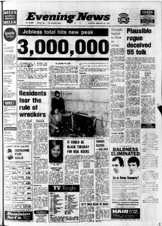 cover page of Edinburgh Evening News published on January 26, 1982