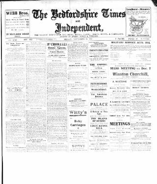 cover page of Bedfordshire Times and Independent published on November 23, 1917