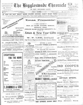 cover page of Biggleswade Chronicle published on December 25, 1908