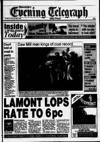 cover page of Coventry Evening Telegraph published on January 26, 1993