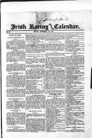 cover page of The Irish Racing Book and Sheet Calendar published on November 29, 1867