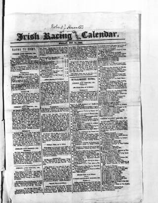 cover page of The Irish Racing Book and Sheet Calendar published on December 14, 1868