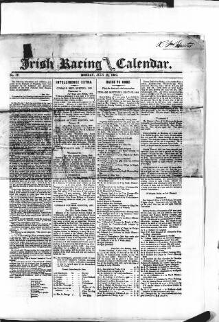 cover page of The Irish Racing Book and Sheet Calendar published on July 12, 1869