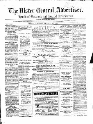 cover page of Ulster General Advertiser, Herald of Business and General Information published on November 23, 1867