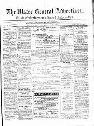 cover page of Ulster General Advertiser, Herald of Business and General Information published on December 25, 1869