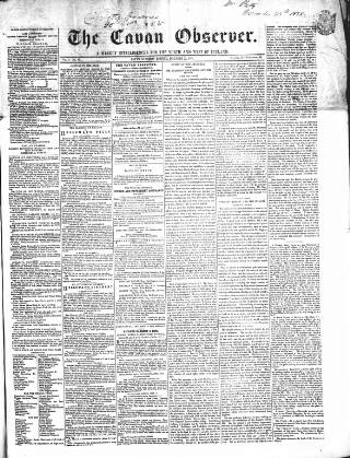 cover page of Cavan Observer published on December 25, 1858