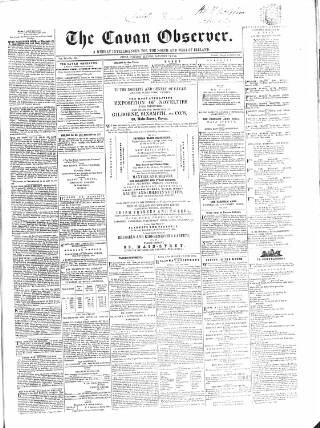 cover page of Cavan Observer published on November 23, 1861