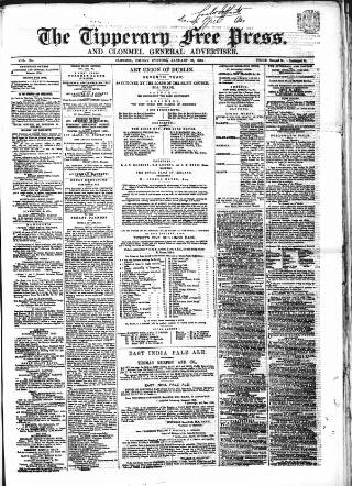 cover page of Tipperary Free Press published on January 26, 1866