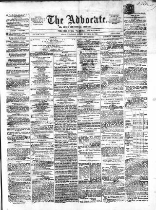 cover page of Advocate published on November 23, 1853