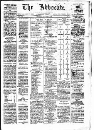 cover page of Advocate published on December 31, 1859