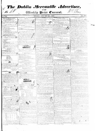 cover page of Dublin Mercantile Advertiser, and Weekly Price Current published on January 26, 1835