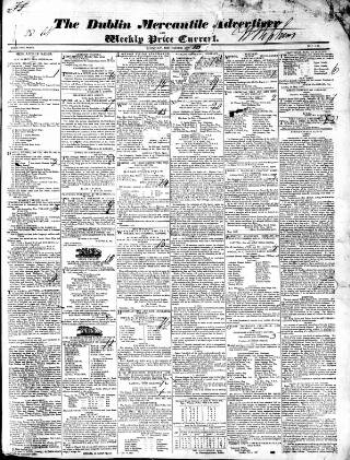 cover page of Dublin Mercantile Advertiser, and Weekly Price Current published on December 25, 1837