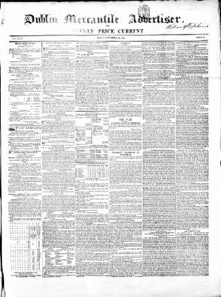 cover page of Dublin Mercantile Advertiser, and Weekly Price Current published on November 23, 1855