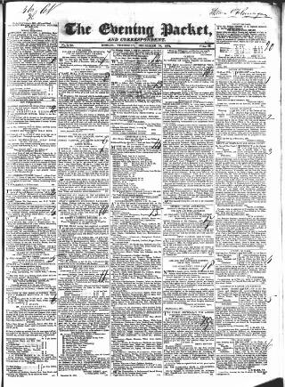 cover page of Dublin Evening Packet and Correspondent published on December 25, 1834