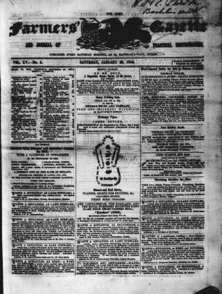 cover page of Farmer's Gazette and Journal of Practical Horticulture published on January 26, 1856