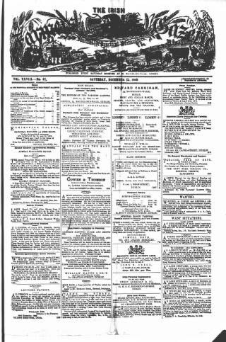 cover page of Farmer's Gazette and Journal of Practical Horticulture published on December 25, 1869