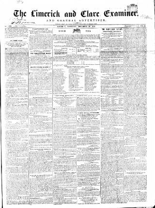 cover page of Limerick and Clare Examiner published on December 30, 1854