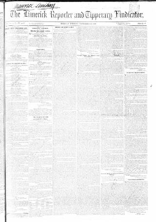 cover page of Limerick Reporter published on November 23, 1852