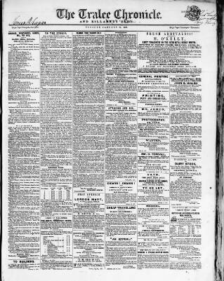 cover page of Tralee Chronicle published on January 26, 1858