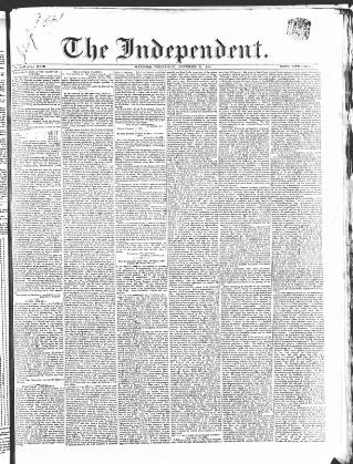 cover page of Wexford Independent published on November 23, 1853