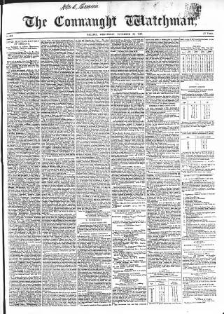 cover page of Connaught Watchman published on November 23, 1853